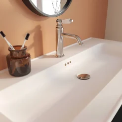 Plan vasque simple blanc en céramique l.100 cm, GoodHome Endell