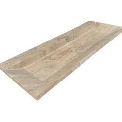 Plan vasque simple marron en travertin Provence - 120 x 45 x 10 cm - C-NEGOCE