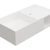 Plan vasque suspendu en solid surface avec niche - Blanc - L80 x l40 x H20 cm - GOYOKO