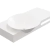 Plan vasque suspendu en solid surface avec porte serviettes - Blanc - L100 x l54 x H20 cm - YUMIKO