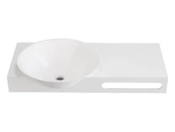 Plan vasque suspendu en solid surface avec porte serviettes - Blanc - L100 x l54 x H20 cm - YUMIKO