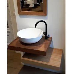 Plan vasque suspendu ZERO pour salle de bain design noyer 52 x 140 cm