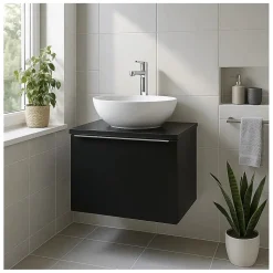 Plan vasque VANTA 60 cm noir Plateau compact pour meuble sous vasque