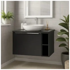 Plan vasque VANTA 80 cm noir Plateau pour meuble sous vasque