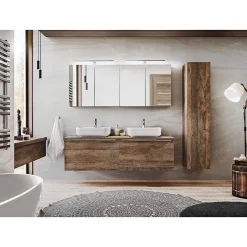 Plan vasque VANTA chene foncé 160 cm Tablette de salle de bain