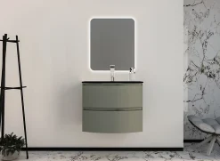 Plan vasque verre noir mat Vague 69 cm