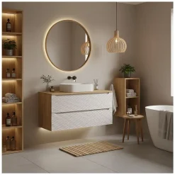 Plan vasque YOKA Finition chene clair, 160 cm