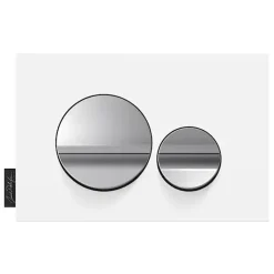 Plaque de commande JACOB DELAFON, double touches rondes Chrome brillant/Blanc mat