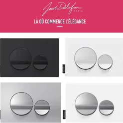 Plaque de commande JACOB DELAFON, double touches rondes Chrome brillant/Blanc mat