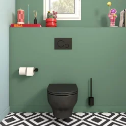 Plaque de déclenchement WC double touche noir mat GoodHome