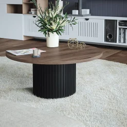Plateau laminé chêne chocolat rond, diamètre 50 cm, pour bureau, table, table basse