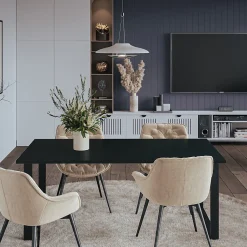 Plateau laminé noir 138 x 80 cm pour bureau, table, table basse