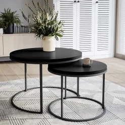 Plateau laminé noir rond, diamètre 90 cm, pour bureau, table, table basse