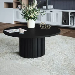 Plateau laminé noir rond, diamètre 50 cm, pour bureau, table, table basse