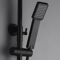 Poignée de douche carrée 1 position Maneral avec finition NOIR mat en ABS Kibath