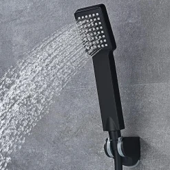 Poignée de douche carrée 1 position Maneral avec finition NOIR mat en ABS Kibath