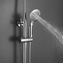 Poignée de douche manuelle 5 positions DUR ronde finition chrome brillant en ABS Kibath