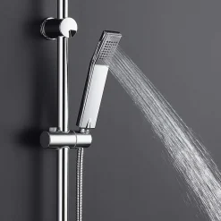 Poignée de douche manuelle 1 position carrée finition chrome poli en ABS Kibath