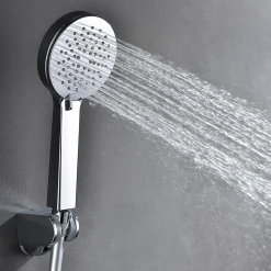 Poignée de douche ronde 3 positions NIRIA en finition chrome brillant en ABS Kibath