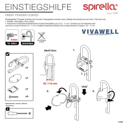 Poignée d'entrée pour le bain Acier Inox Blanc Spirella