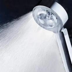 Pomme de douche double face Douche Head économie d'eau ronde ABS Chrome Booster Douche haute pression Handheld douche à main