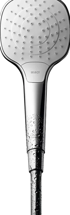 Pommeau de douche 3 jets vario EcoSmart coloris blanc et chromé, Hansgrohe MySelect E