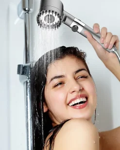 Pommeau de douche à main - Avec filtre - Haute pression - Économie d'eau - Buse en silicone