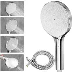 Pommeau de douche avec 4 en 1 avec Fonction Spray Pomme de douche + 1.5m flexible Auralum Max Kit de douche