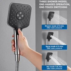 Pommeau de douche avec 3 modes de jet Pomme de douche + 1.5m flexible Auralum Max Kit de douche