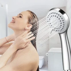 Pommeau de douche économie d'eau à 3 types de jet haute pression avec tuyau de 1,5 m et ruban téflon