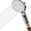 Pommeau de Douche, Douchette avec Filtre, Pommeau de Anti Calcaire Douche Haute Pression, Pommeau Douche avec 5 Modes, Argent