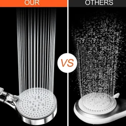 Pommeau de Douche, Douchette avec Filtre, Pommeau de Anti Calcaire Douche Haute Pression, Pommeau Douche avec 5 Modes, Argent