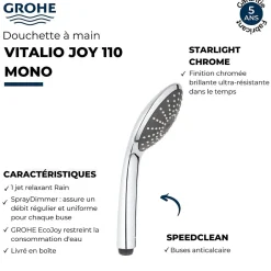 Pommeau de douche GROHE Quickfix Vitalio Joy 110 Chromé