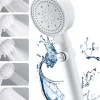 Pommeau de douche haute pression, économie d'eau, 5 jets, idéal pour le bain et le spa, anticalcaire, haute pression (blanc)