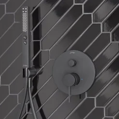 Pommeau de douche JACOB DELAFON Shift+ carré 2 jets noir mat + flexible