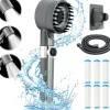 Pommeau de douche mural rond anti-calcaire 3 modes
