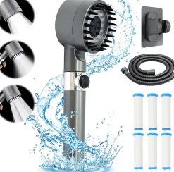 Pommeau de douche mural rond anti-calcaire 3 modes