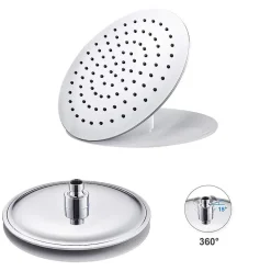 Pommeau de douche rond de 20 cm avec finition chromée brillante en laiton Kibath
