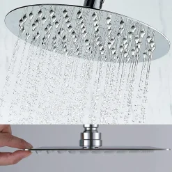 Pommeau de douche rond de 30 cm avec une finition chromée brillante en laiton Kibath