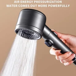 Pommeau de douche universel avec filtre, 3 modes de pulvérisation et bouton pause