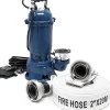 Pompe Submersible Bleue 1500W - 22800 l/h, Tuyau 20m, Câble 10m, Hauteur 10m - Idéale Évacuation et Drainage Chantier