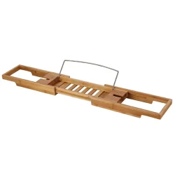 Pont de baignoire en bambou avec support tablette/livre MSV L. 70 x P. 15,1 cm