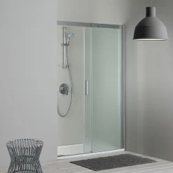 Porte de douche 120 cm pour niche porte fixe droite en verre mat - dream