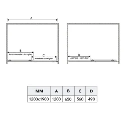 Porte de douche 120 cm pour niche porte fixe droite en verre mat - dream