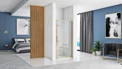 Porte de douche à entrouvrir REA Rapid Swing Brushed Gold 90