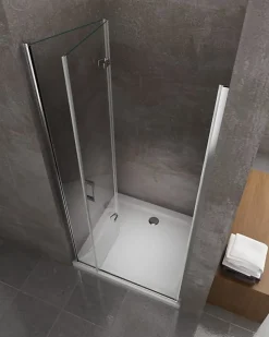 Porte de douche 6 mm pliante pour installation en niche - 83-86,5