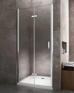 Porte de douche 6 mm pliante pour installation en niche - 63-66,5