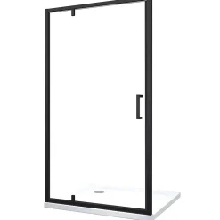 Porte de douche à ouverture battante roto-translante avec pivots asymétriques, cadre noir mat réversible Cm 116-119 H 200