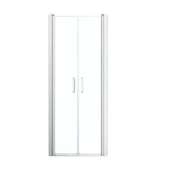 Porte de douche battante l.80 x H.195 cm, verre transparent, profilés alu chrome, GoodHome Ledava
