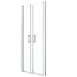 Porte de douche battante l.80 x H.195 cm, verre transparent, profilés alu chrome, GoodHome Ledava